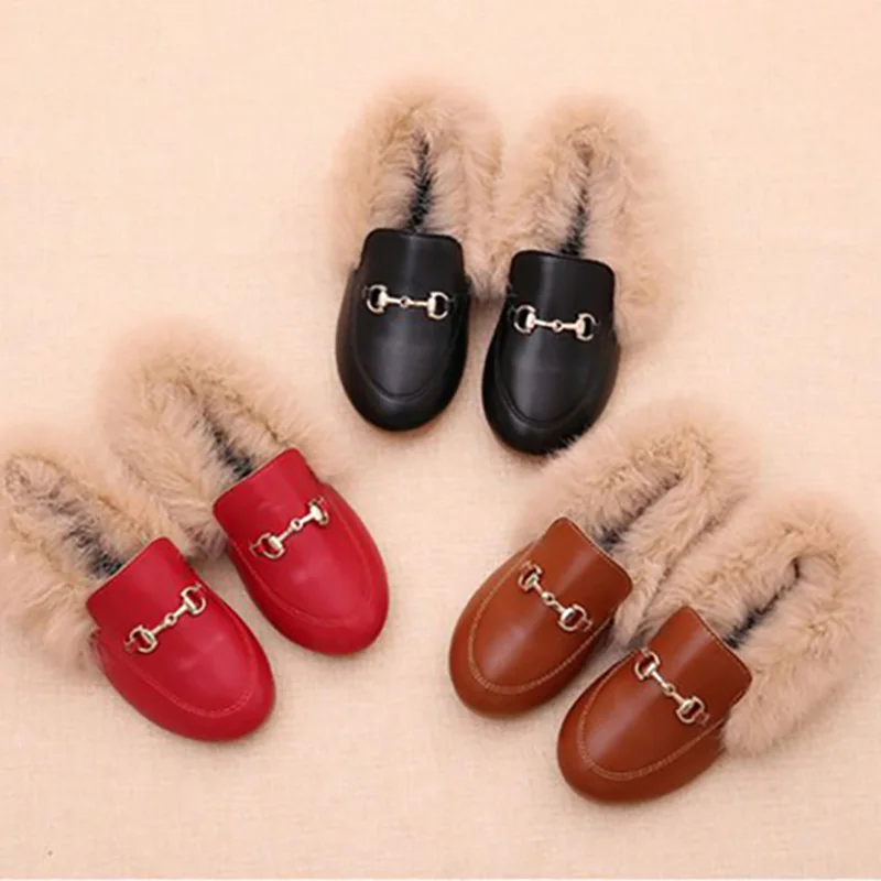 รองเท้าเด็กผู้หญิงฤดูหนาว Warm Fur หญิง Loafers เด็กผู้หญิงหนัง PU รองเท้าชุดเดรสเจ้าหญิงรองเท้าเด็กเล็กเด็กผู้หญิง