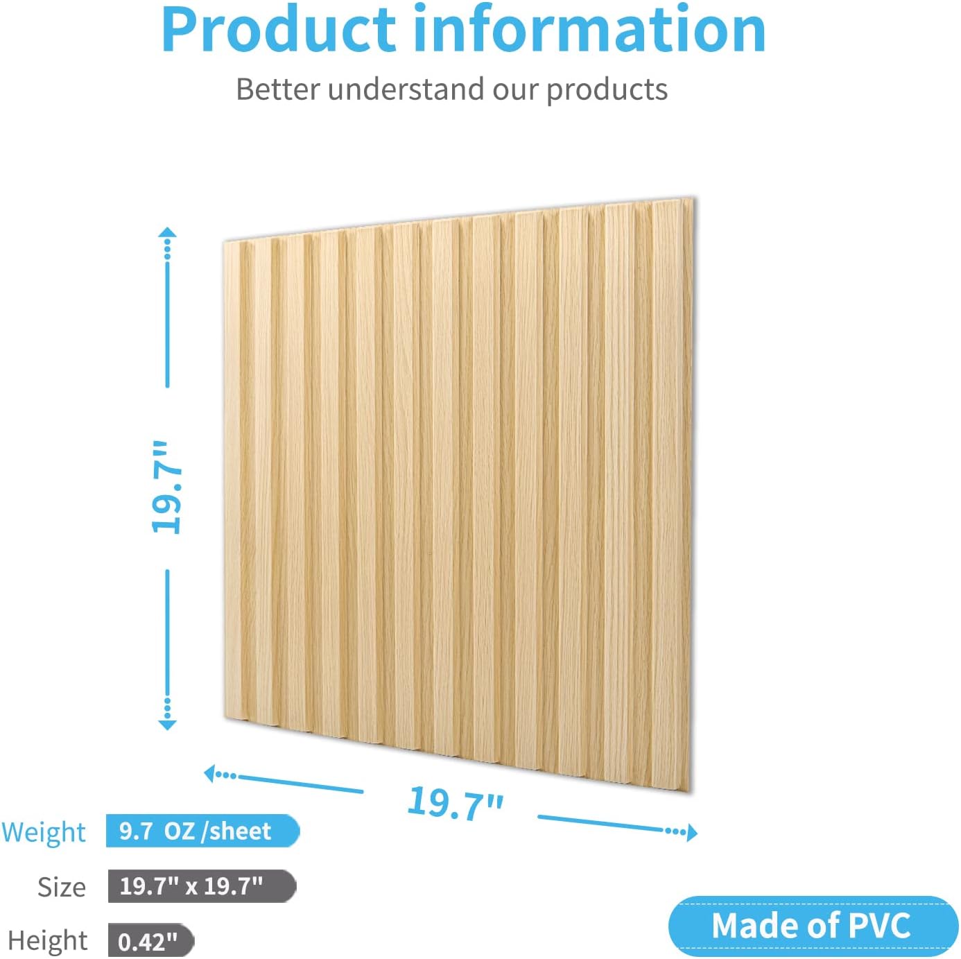 Wandpanel 3D Rillen Panel Kunststoffpanel PVC 12 Stück Oche 50x50cm 3 m2
