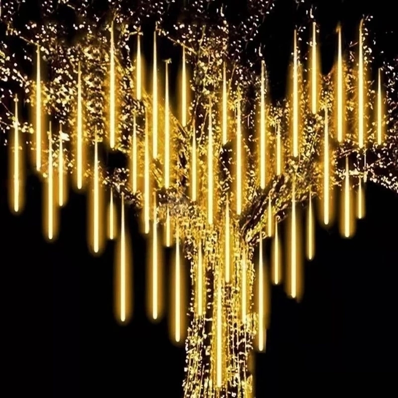 Meteorschauer-Weihnachtsbeleuchtung für den Außenbereich, 10 Röhren, 192 LED-Hängelichterketten für Garten, Baum, Urlaub, Party, Dekorationslampe