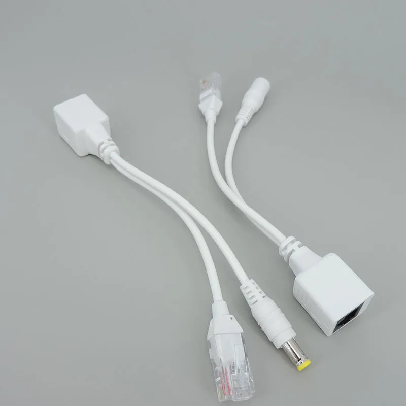 Cabo Adaptador Ethernet de Alimentação Passiva, Divisor POE, Módulo de Abastecimento do Injector, Branco, Preto, RJ45, DC, 12-48V, IP, CCTV, Camea