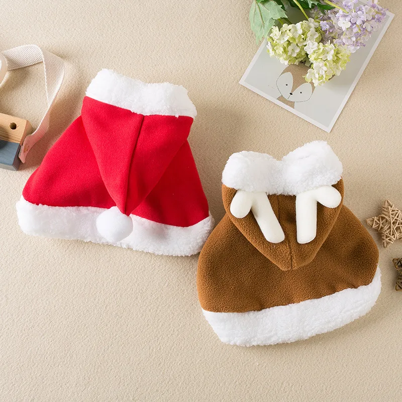 Disfraz divertido de Navidad para gato, capa de Papá Noel para mascotas, ropa de vestir, bufanda roja cálida, capa con sombrero, accesorios para mascotas