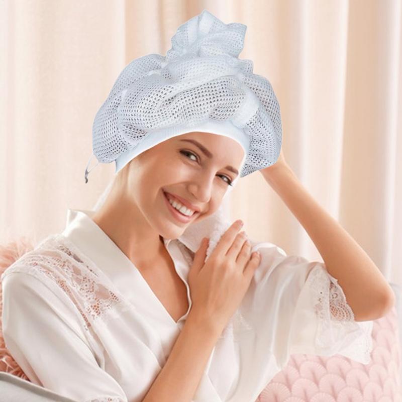 Reusable Net Plopping Bonnet Mesh Soulta Net Plopping Bonnet Adjustable Hair Drying Hoods Hair Net Snoods with Drawstring