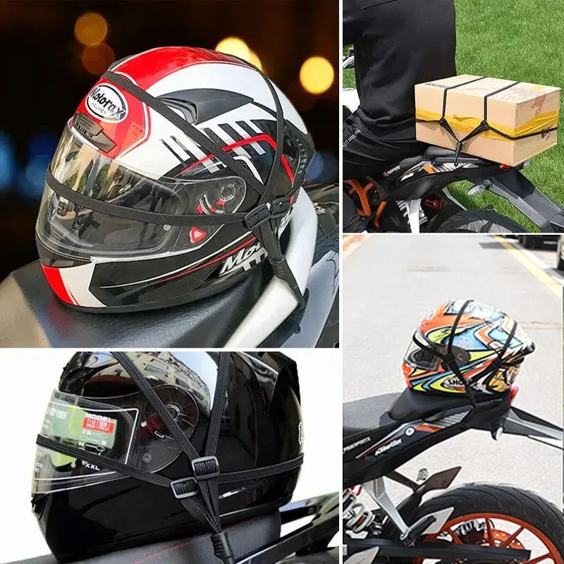2 pçs 60cm tiras de capacete da motocicleta bagagem retrátil corda elástica cinta fixa moto capacete bagagem net acessórios da motocicleta