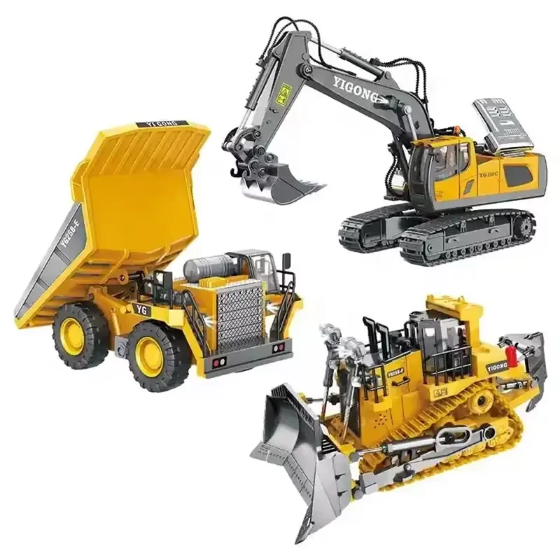 2.4G Escavatore telecomandato Autocarro con cassone ribaltabile Modello RC Auto Giocattolo Lega professionale Simulazione di plastica Veicolo da costruzione Regali per bambini