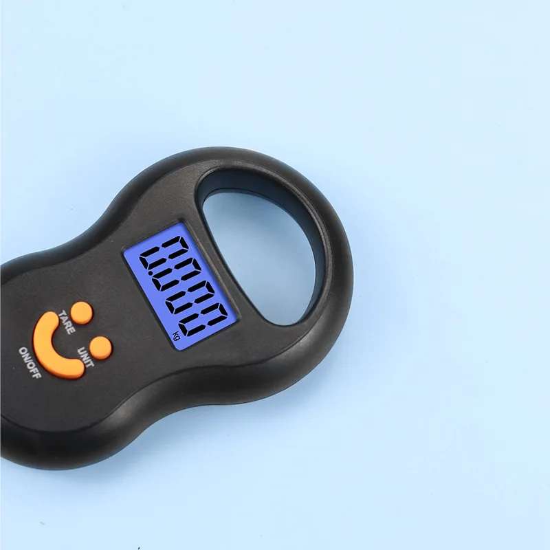 Báscula colgante electrónica negra de 50Kg y 10g, báscula Digital LCD con retroiluminación, pesas de pesca, báscula de bolsillo para equipaje