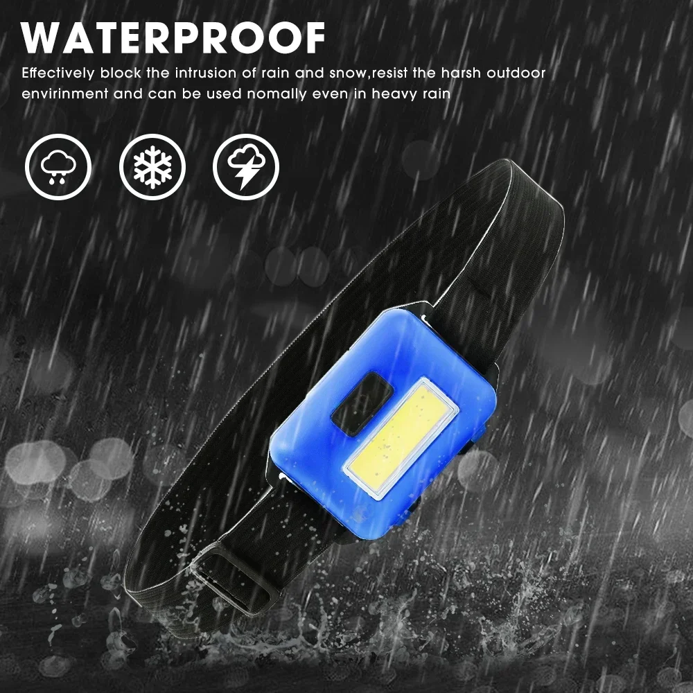 Mini faro COB, faro LED portátil, luz frontal impermeable con 3 modos de iluminación, linterna frontal para acampar al aire libre y senderismo