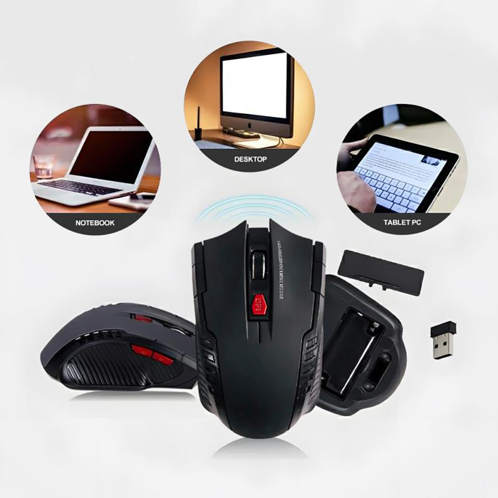 2.4 グラムワイヤレスマウス USB レシーバー 6 ボタンプロフェッショナル光学式ワイヤレスマウス USB 右スクロールマウスラップトップ PC ゲーマー用