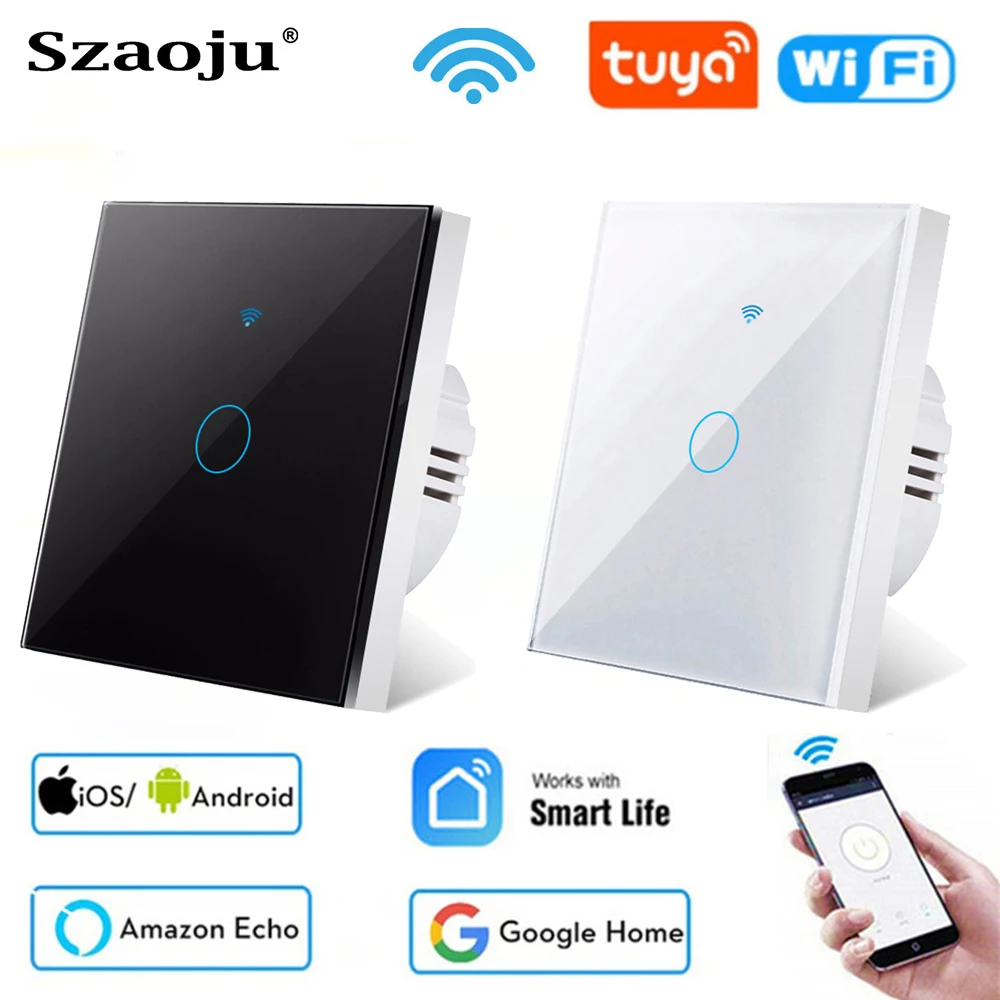 Tuya – interrupteur d'éclairage intelligent, wi-fi, capteur tactile, application, télécommande, sans fil neutre, 110/220V, pour Alexa Google Home