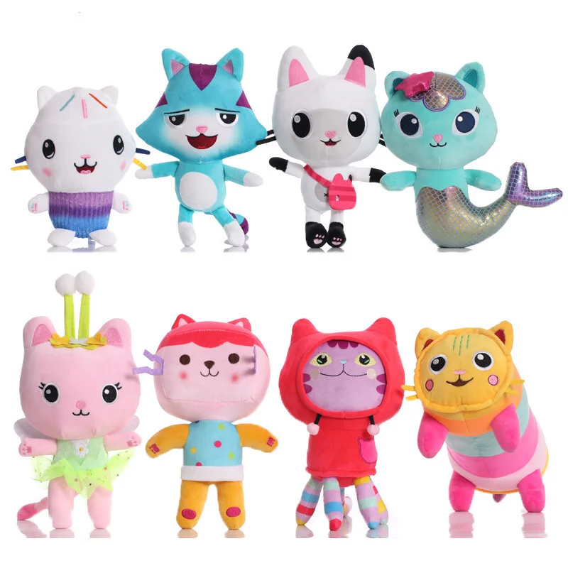 Gabby ตุ๊กตาหนานุ่มตุ๊กตาตัวการ์ตูน mercat ตุ๊กตานางเงือกรถแมว plushie