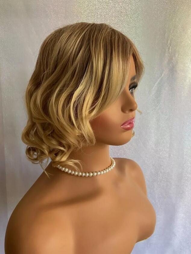 Ash Blonde Mix peruca sintética do cabelo para mulheres, perucas onduladas médias