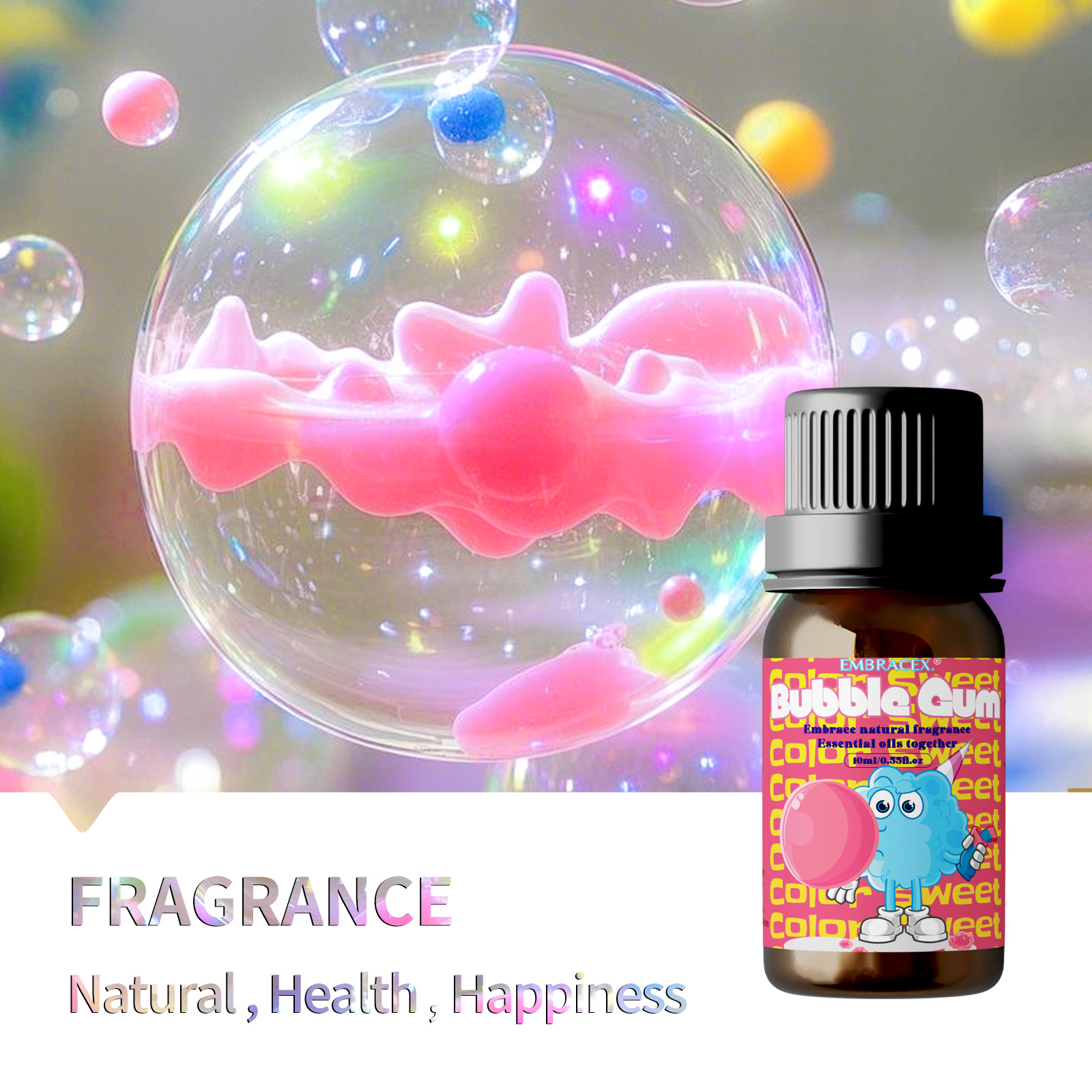 10ml Bubble Gum Perfume Essential Oils Aromatherapy Oils Women Perfume Sweet Long Lasting For Diffuser Candles Perfume Gift