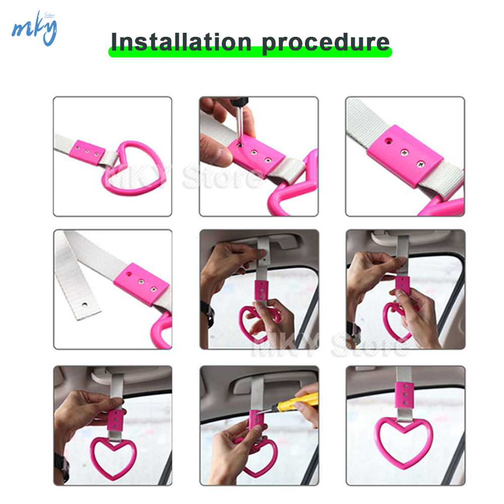 カラフルな Tsurikawa リングハート JDM レーシング電車バスハンドルハンドストラップスタイリングドリフトチャームストラップドリフト自動車アクセサリーカーストラップ