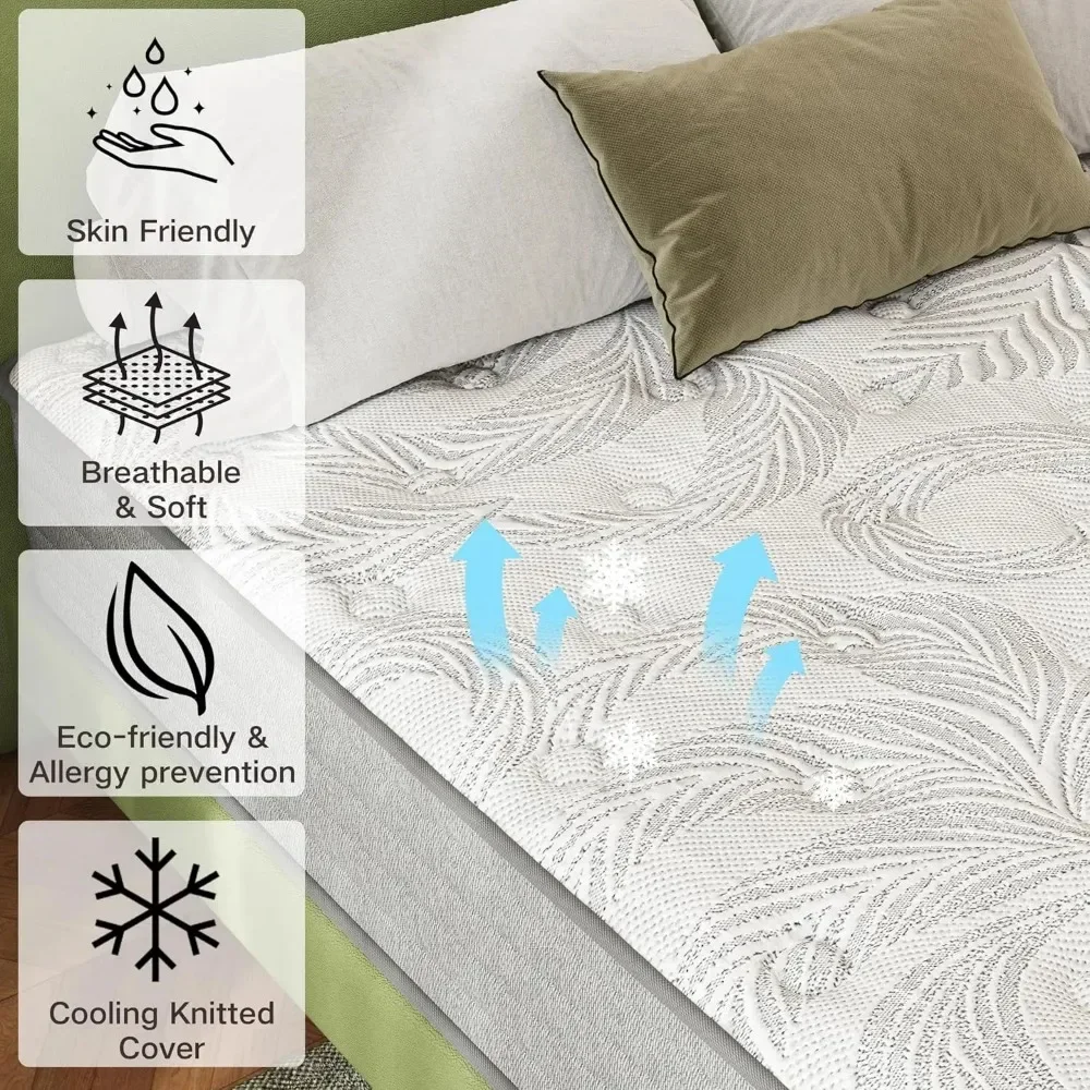 Full Size Mattress 12 Inch , Gel Memory Foam Mattress，Hybrid Full Mattress in A Box Individually Pocket Springs