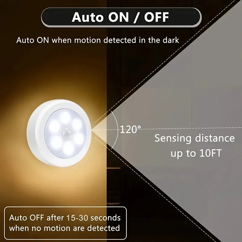1/3/6 stücke 6LED Motion Sensor Nachtlicht LED Schrank Lichter Unter Schrank Lichter Drahtlose Wand Puck Lampe für Treppen Schritt Flur