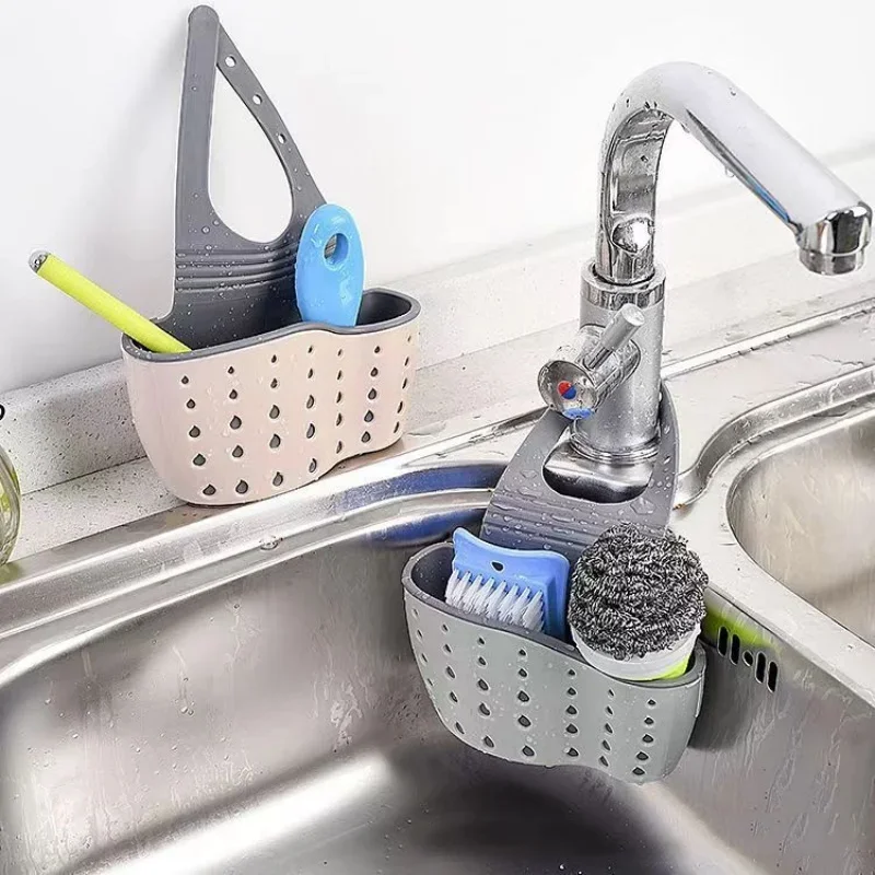 Escurridor de almacenamiento para el hogar, soporte para fregadero de cocina, esponja de jabón ajustable, escurridor colgante Shlf, bolsa, accesorios de cocina