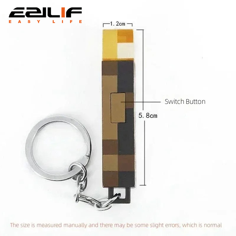 MC Game Mini Torch Flashlight LED Light USB Rechargeable Torch Keychain Backpack Pendant Gifts Miniature ornament