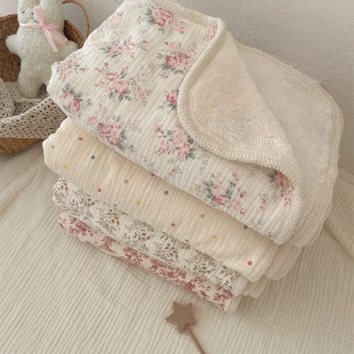 Coperta invernale in pile per biancheria da letto Swaddle neonato coperta in cotone mussola di velluto coperta per bambini appena nati madre Kid