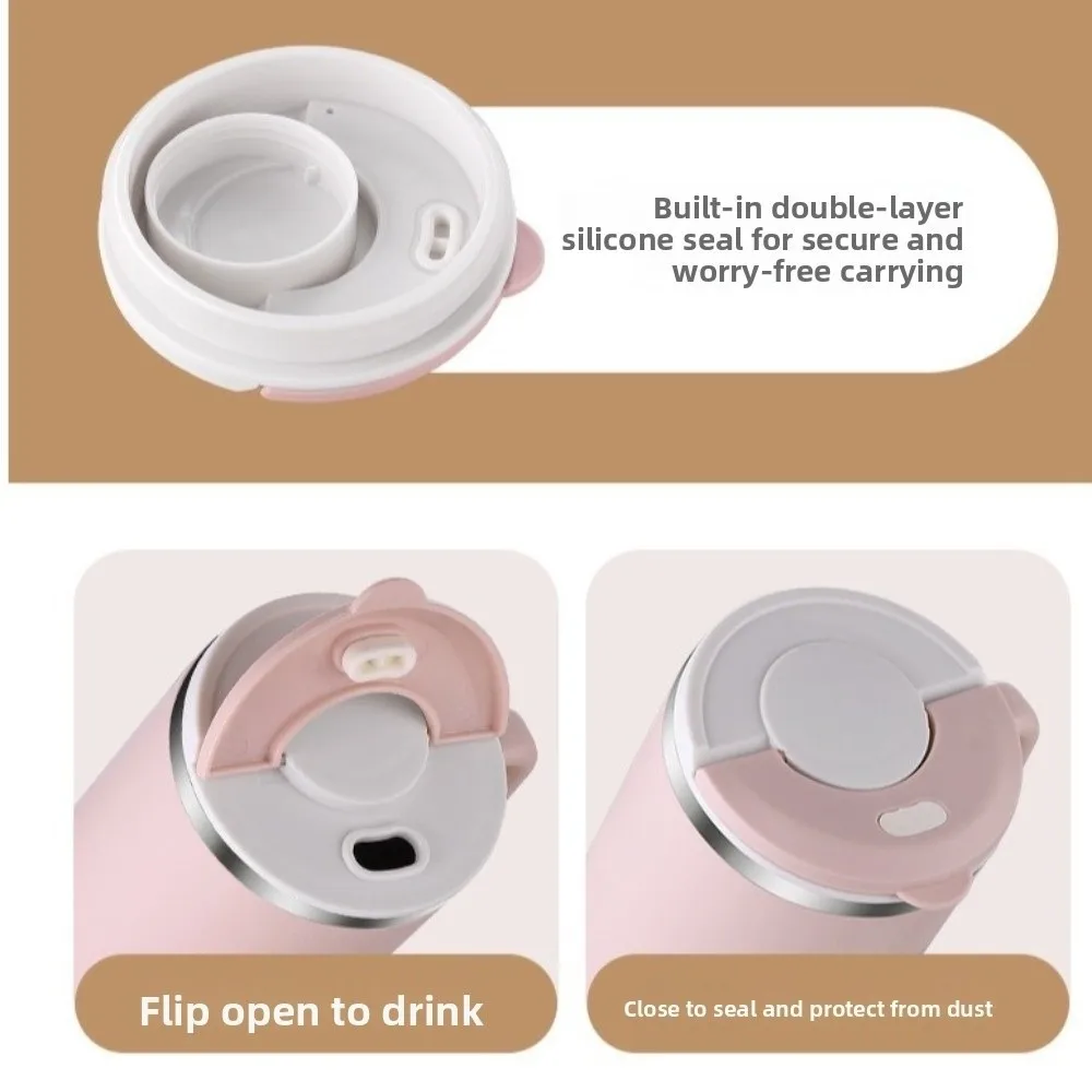Mug Terisolasi Portabel 580Ml 304 Cangkir Kopi Susu Dua Lapis Baja Tahan Karat Tahan Panas Mug Termal Kapasitas Besar Teh Susu