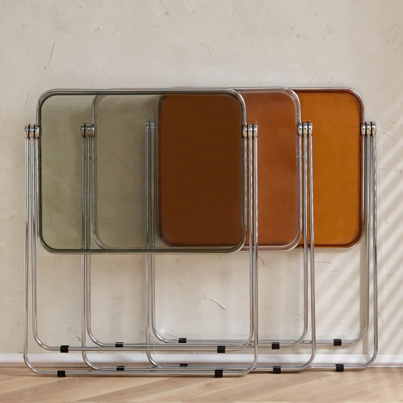 Silla de comedor plegable de acrílico, mesa minimalista para el hogar, taburete moderno para tienda de ropa, respaldo, taburete plegable transparente de acrílico