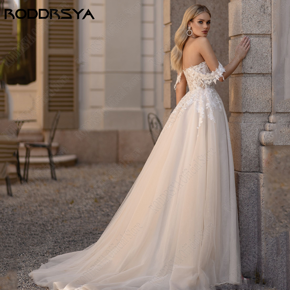 Roddrsya Zivil Brautkleid 2024 Braut schulter frei Schatz Brautkleid Seite geteilt A-Linie Korsett Vestido de Novia angepasstRODDRSYA Zivil Brautkleid 2024 Braut Off Schulter Sweetheart Brautkleid Seite Split A-Linie K