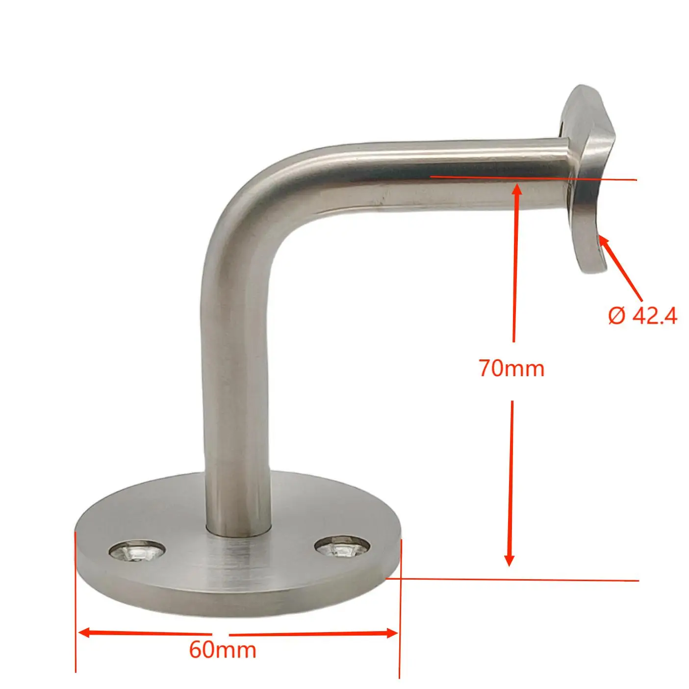 2 ชิ้น 304 สแตนเลส 42.4 มิลลิเมตร Guard Rail Bracket ติดผนัง Handrail Bracket สําหรับในร่มบันได