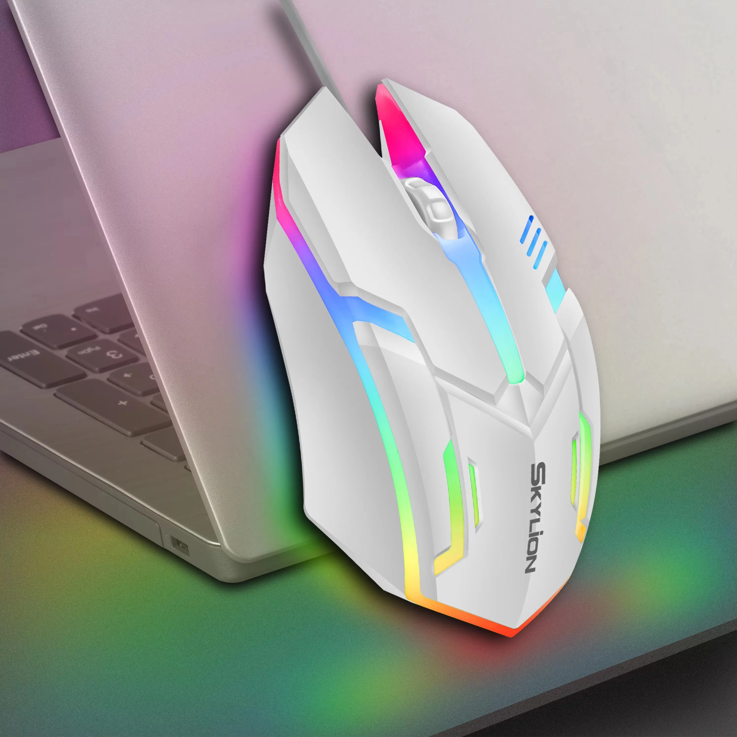 F1 Bedrade 3-toetsen muis Kleurrijke verlichting Gaming en Office voor Microsoft Windows en Apple IOS-systeem