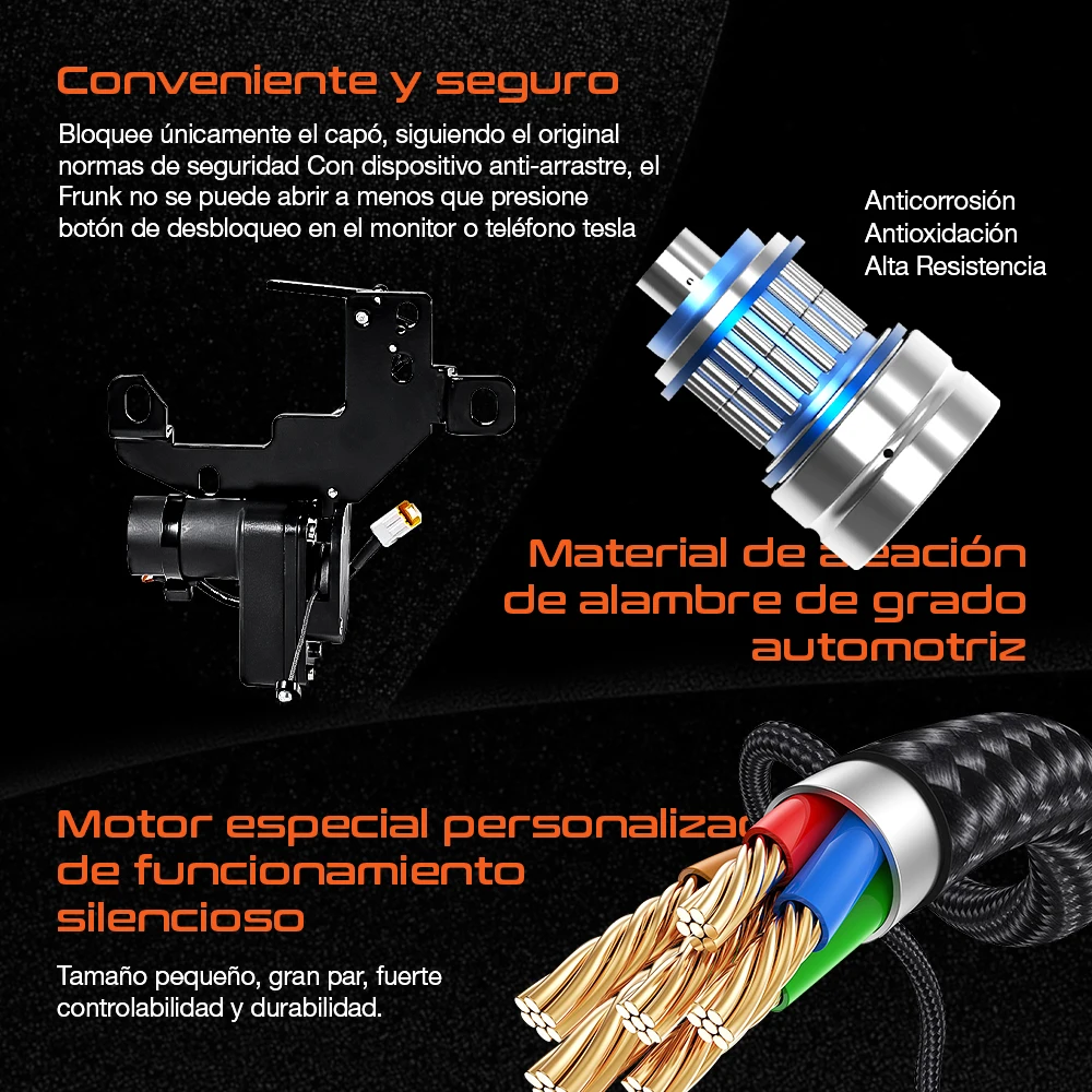 Ruiyyco Cierre suave de Frunk para Tesla Model 3 Y S X 2021-2024: Cubierta delantera de maletero con cierre automático eléctrico y succión, cerrador automático de bloqueo