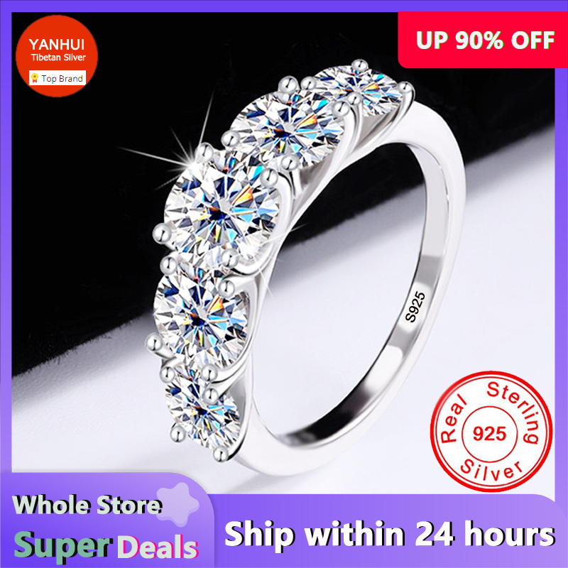 100% anillos de plata esterlina 925 originales, anillos de diamantes de circonia de lujo de 3,6 quilates para mujer, propuesta de boda, joyería de regalo