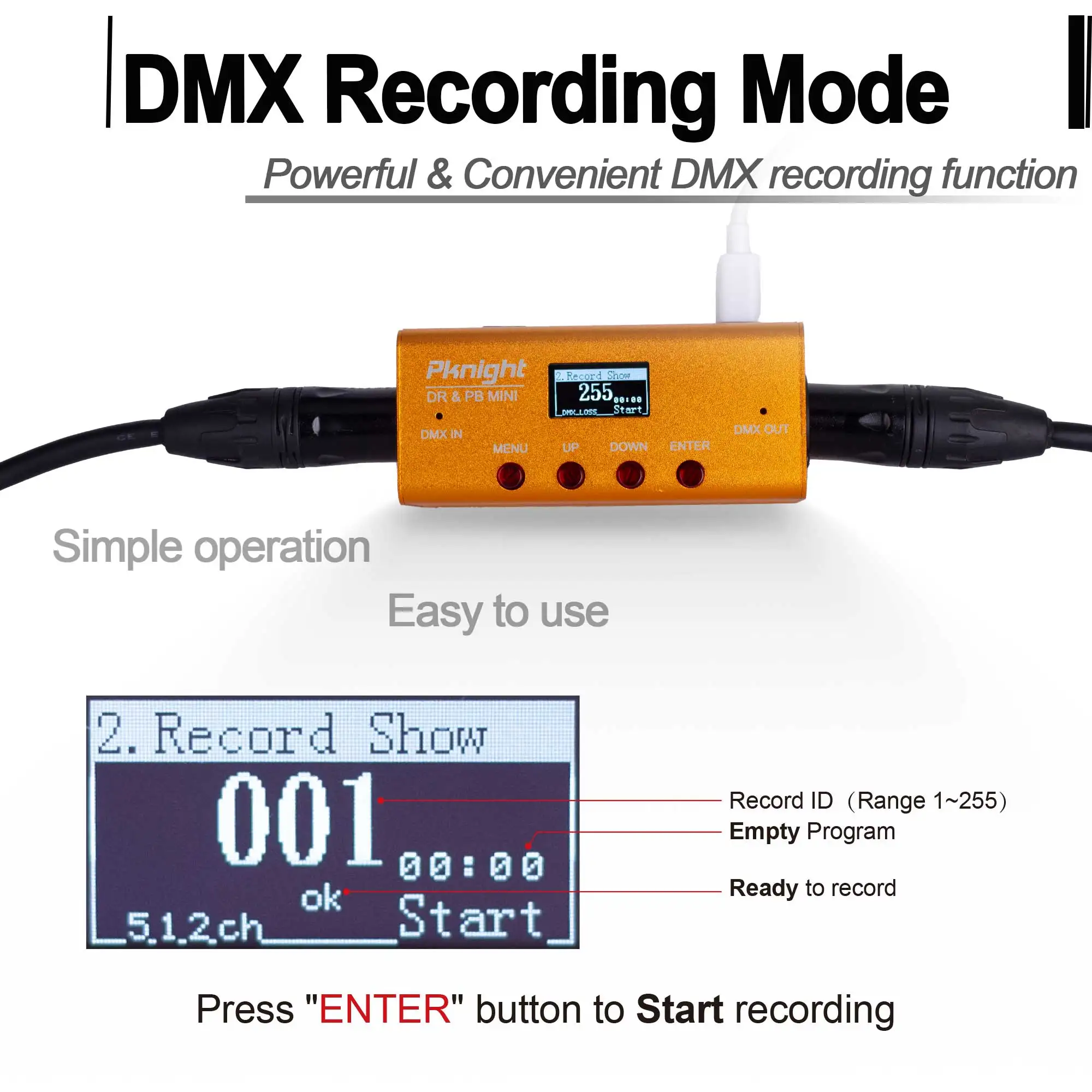 Rejestrator i kontroler odtwarzania Pknight DMX 1, wszechświat DR i PB MINI
