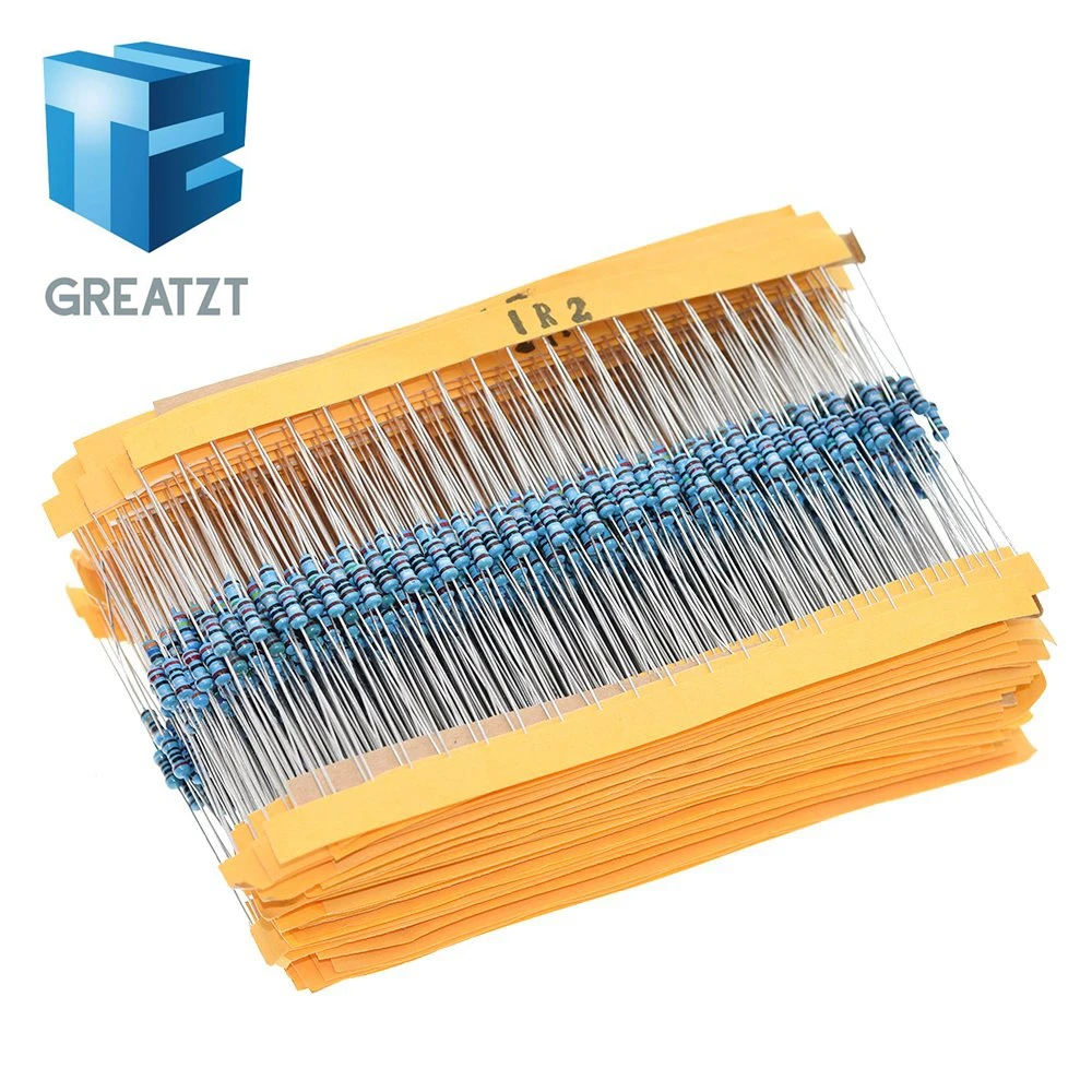 100 Chiếc 1/4W 1R ~ 22M 1% Kim Loại Phim Điện Trở 100R 220R 1K 1.5K 2.2K 4.7K 10K 22K 47K 100K 100 220 1K5 2K2 4K7 Ohm