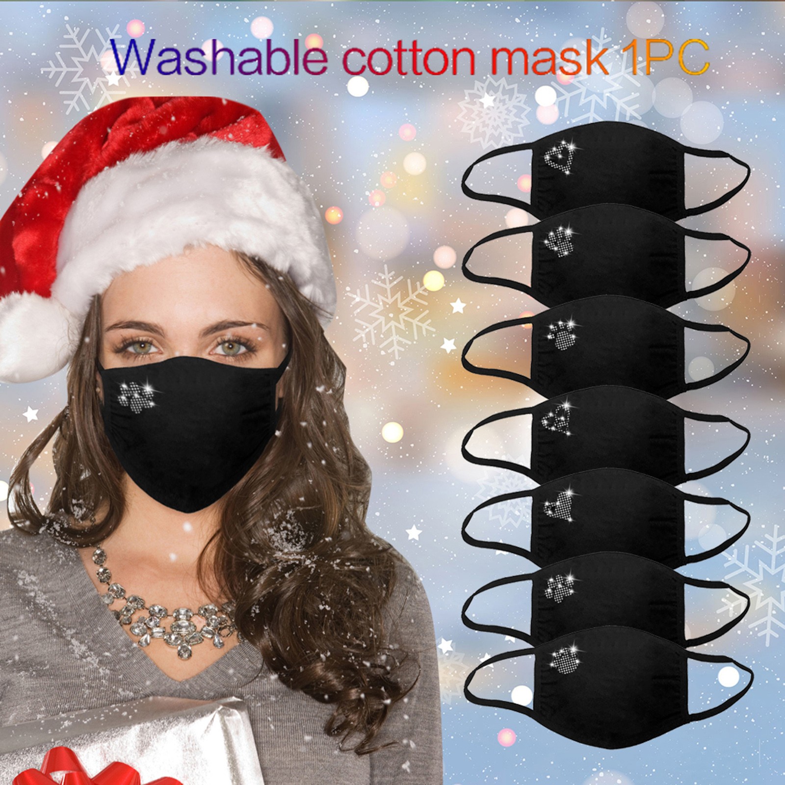 หน้ากากตกแต่งคริสตัลงานเลี้ยงสำหรับผู้หญิงหน้ากากฮาโลวีนใหม่1ชิ้น2024มาส์กหน้าใช้ซ้ำได้และซักได้