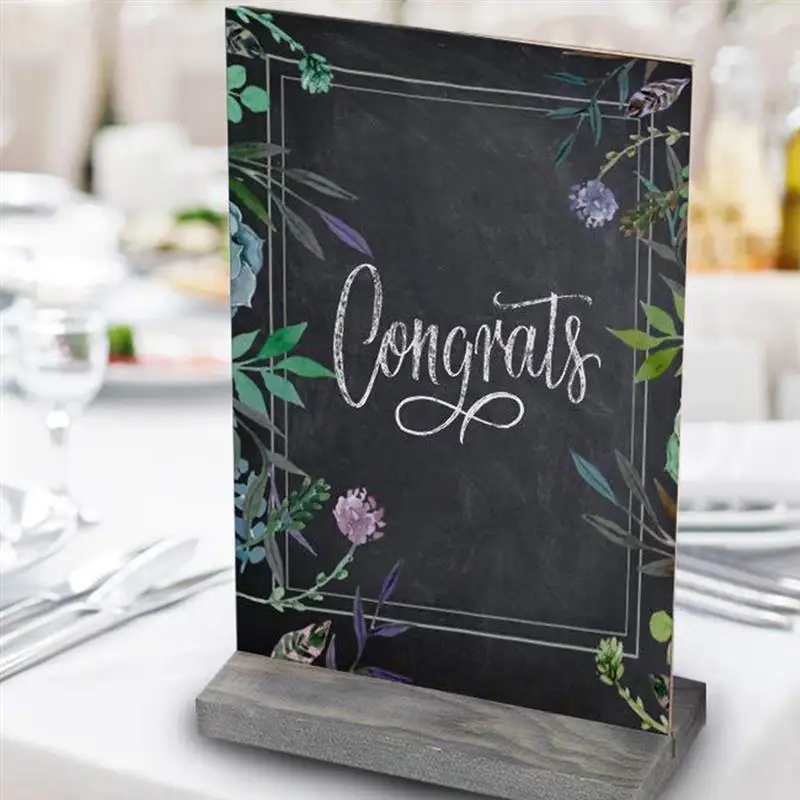 2PCS Mini Wooden Chalkboard Double Sided Message Board Small Memo Board Wedding Chalk Sign Menu Label For Coffee Table Home