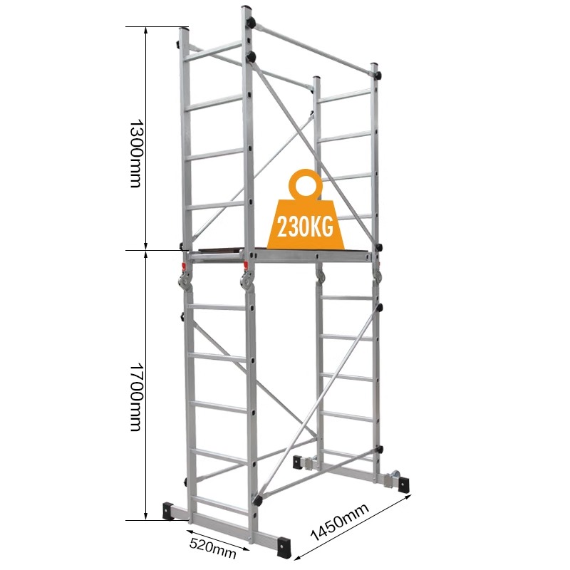 Andamio de aleación de aluminio de 2,2 M, plataforma de elevación plegable, marco de actividad móvil con ruedas portátil, escalera de ingeniería Deformable