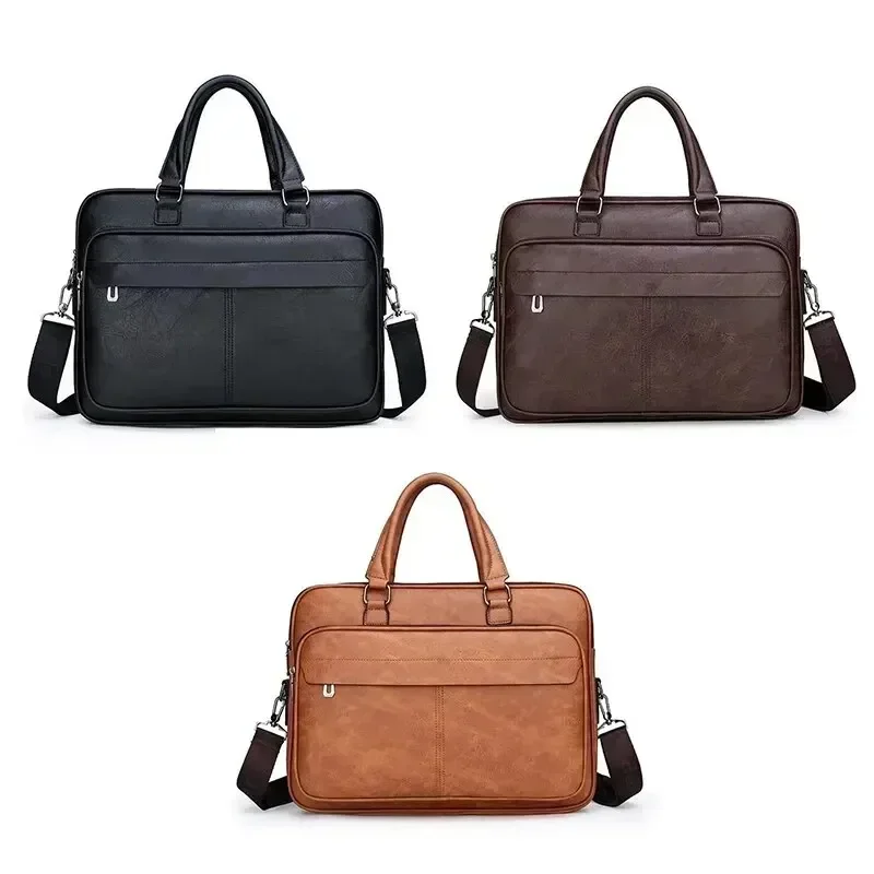 Borsa a tracolla in pelle PU Borsa per documenti a tracolla portatile casual e impermeabile di grande capacità per borsa per laptop da uomo