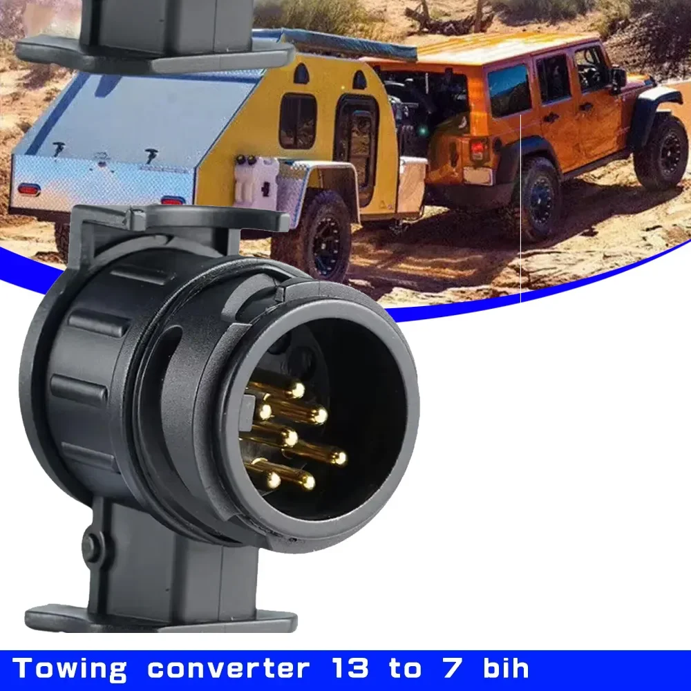Adapter wtyczki holowniczej 13 na 7 pin do przyczepy, ciężarówki, elektryczny konwerter, gniazdo, akcesoria samochodowe