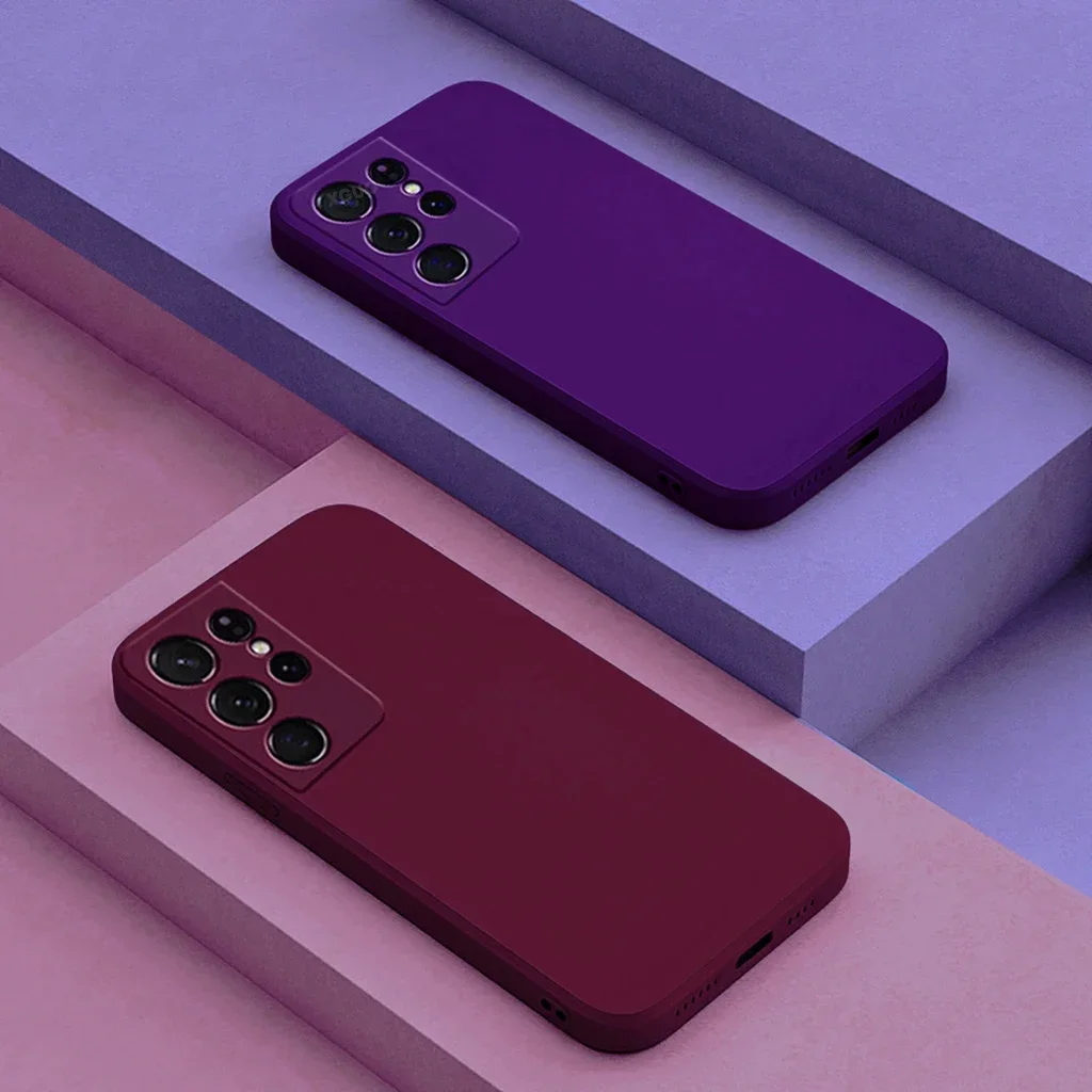 Funda de silicona líquida de lujo para Samsung Galaxy S25 S24 S23 S22 S21 S20 Ultra Plus FE A54 A53 A52 A73 5G 4G, funda suave a prueba de golpes