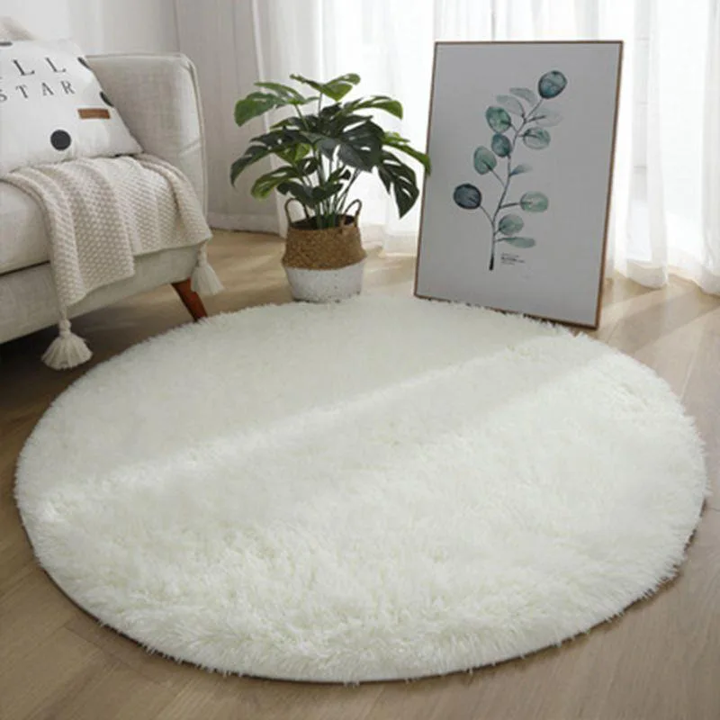 Nordic living room carpet, plush silk, circular floor mat, hanging basket, computer chair mat,living room solid color carpet mat