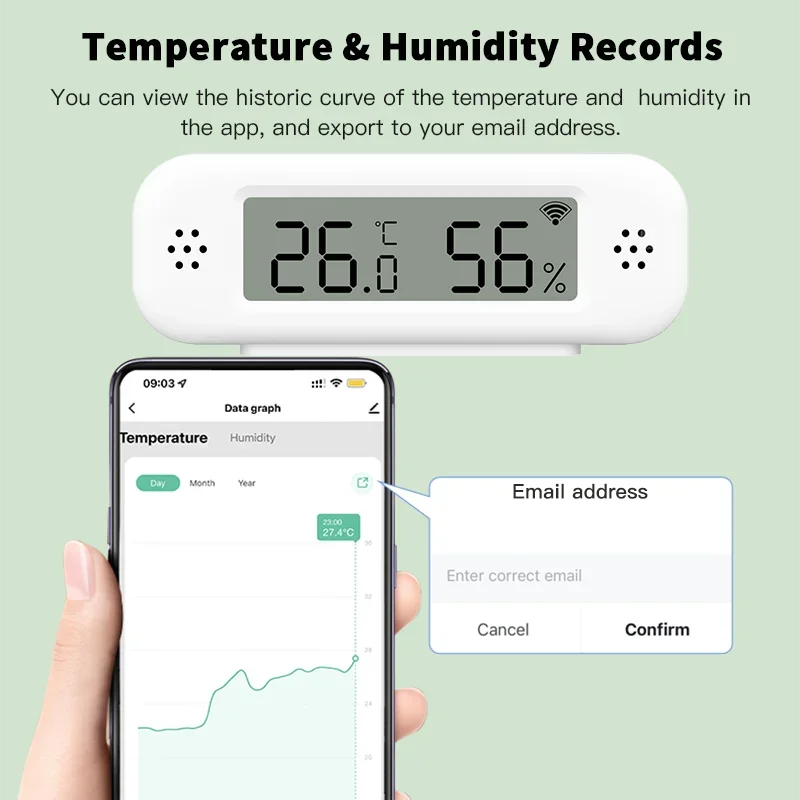 Tuya Zigbee WiFi Mini temperatura humedad para hogar inteligente termómetro higrómetro aplicación remota trabajo con Google Home Yandex Alexa