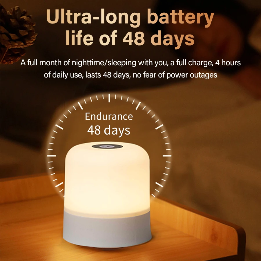 Touch LED Night Light USB โคมไฟตั้งโต๊ะแบบชาร์จไฟได้หรี่แสงได้ไฟข้างเตียงสําหรับตกแต่งห้องนอนหน้าแรกคริสต์มาสของขวัญเด็กโคมไฟกลางคืน