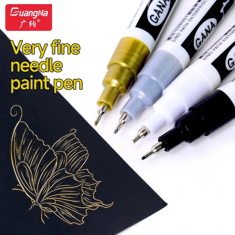Guangna Paint Marker ปากกา DIY สีสะท้อนแสงปากกาโลหะถาวร Gold SILVER Marker Touch Up, ชุดโรงเรียนภาพวาด 1/2 ชิ้น