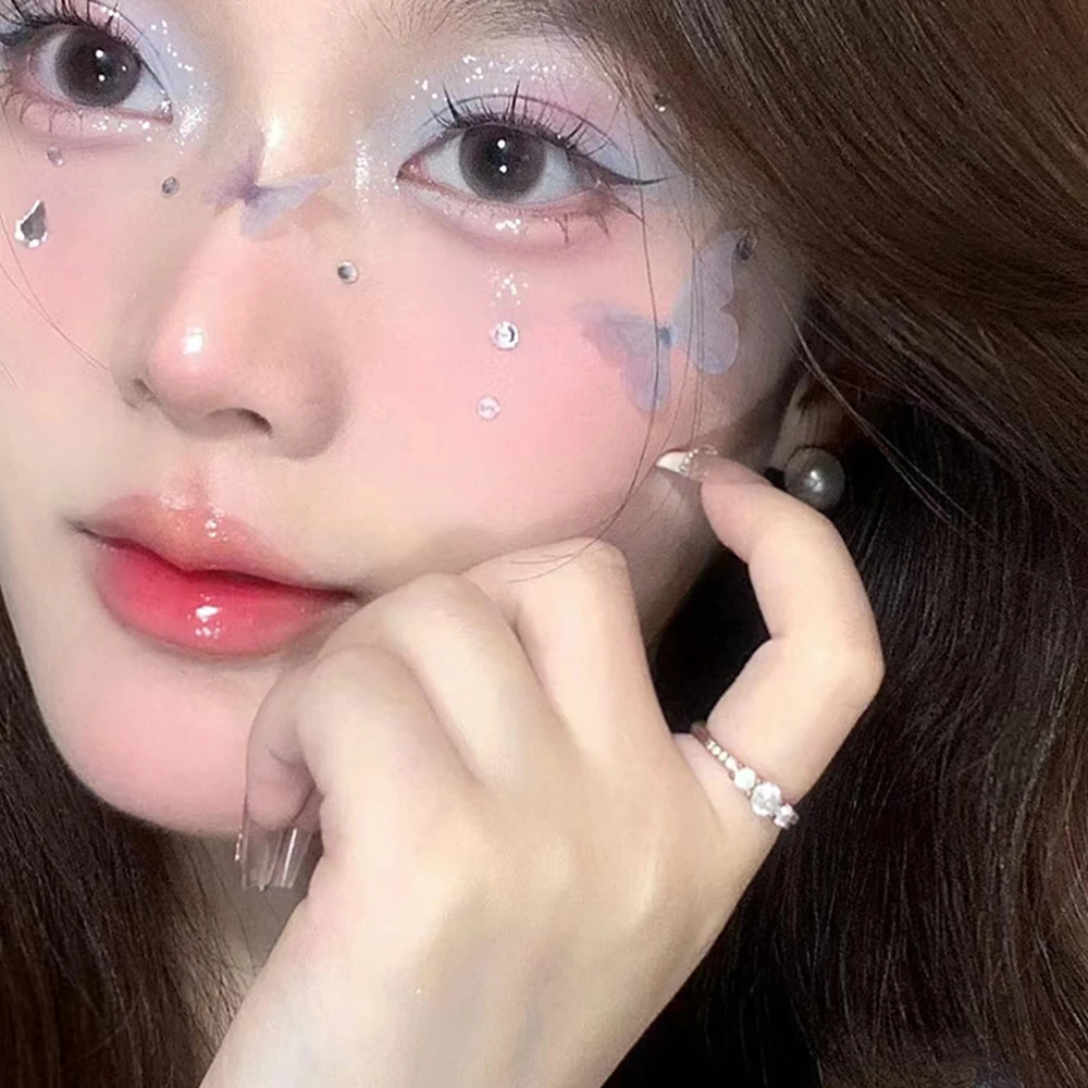 Fashon Butterfly Face Stickers Pearl Temporary Tattoo Stickers Waterproof Glitter Eyeshadow Body for Festival Makeup