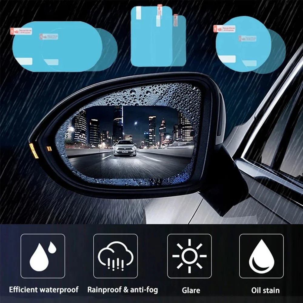車のバックミラー,防雨フィルム,防水ウィンドウガラス,防曇,反射ステッカー,カーアクセサリー,2個