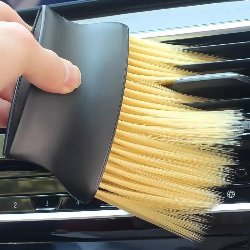 Cepillo para polvo para limpieza interior de coche, salida de aire, control central, ranura para ventana de aire acondicionado, detalles de eliminación de polvo, cepillo suave