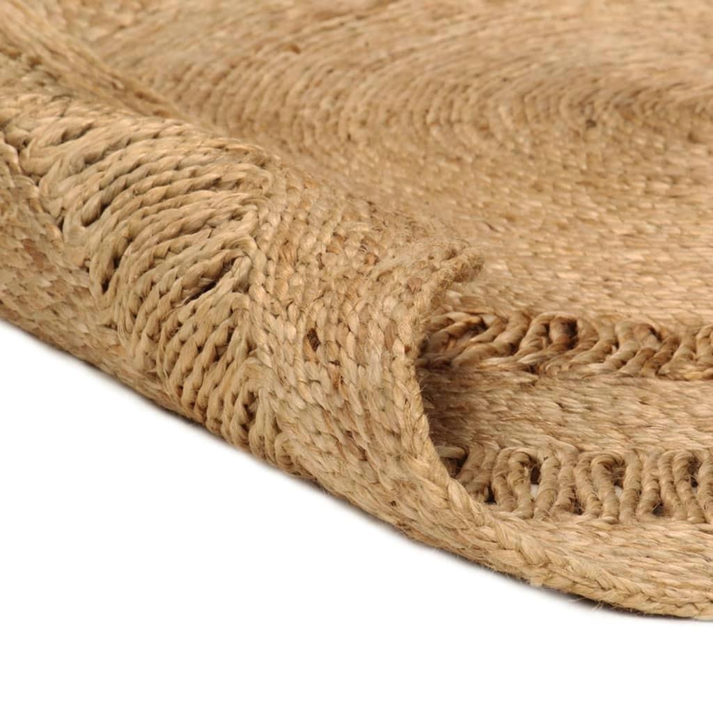 120 cm Round Hand-Braided Jute Area Rug - Eco-Friendly Home Decor