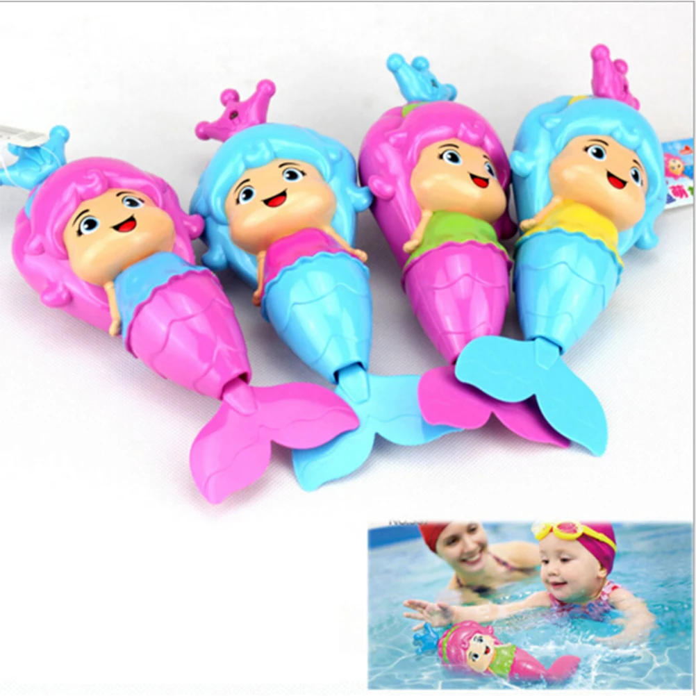 Novo brinquedo de banho bonito sereia clockwork dabbling flutuante natação ferida água jogar dos desenhos animados educação aprendizagem brinquedos de banho