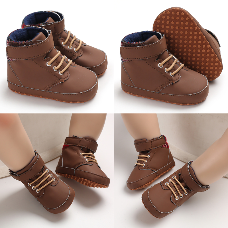 Nouveau marron bébé baptême baptême chaussures marche enfant en bas âge chaussures semelle souple nouveau-né anniversaire infantile enfants garçon baskets