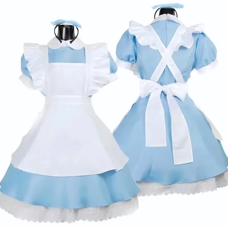 Abito Lolita da donna, grembiule da cameriera, fantasia, gonna di carnevale, costumi cosplay, abbigliamento di Halloween, festa in maschera, Alice nel paese delle meraviglie