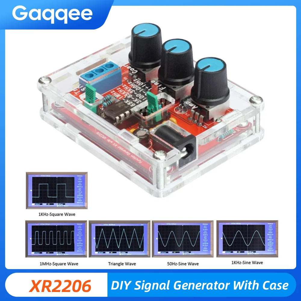 Generador de señal con función XR2206, 1Hz-1MHz, salida sinusoidal/triangular/cuadrada, Kit de bricolaje de amplitud de frecuencia ajustable