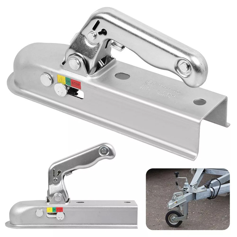 ユニバーサルトレーラーカップリングヒッチ 50 ミリメートルプレス鋼ブレーキなしトレーラー用最大 750 キロトレーラーヒッチ牽引カプラーマウント