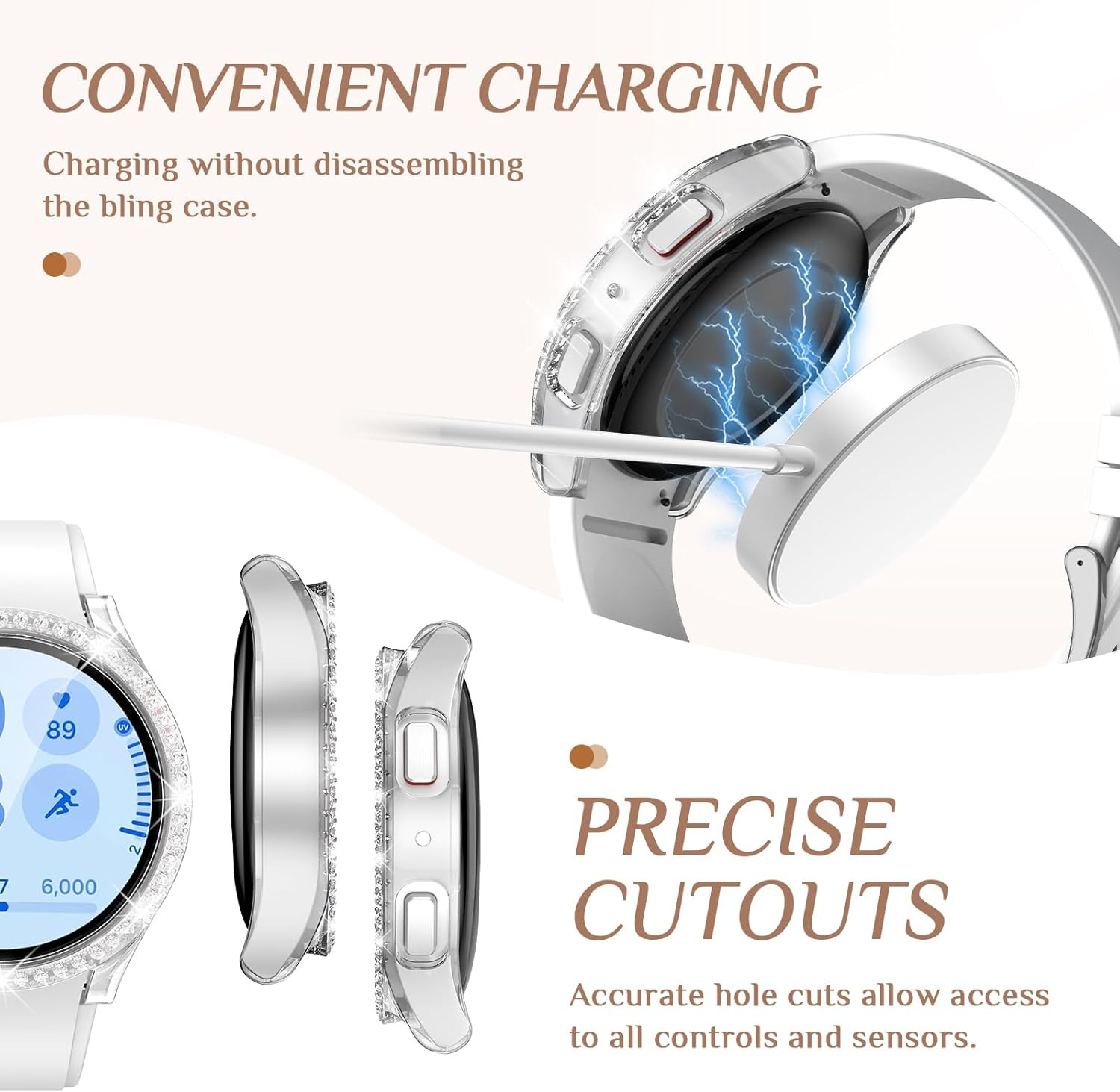 サムスンギャラクシーウォッチ 7 6 5 4 40 ミリメートル 44 ミリメートルスクリーンプロテクター PC バンパー強化ガラスダイヤモンド統合保護ケース